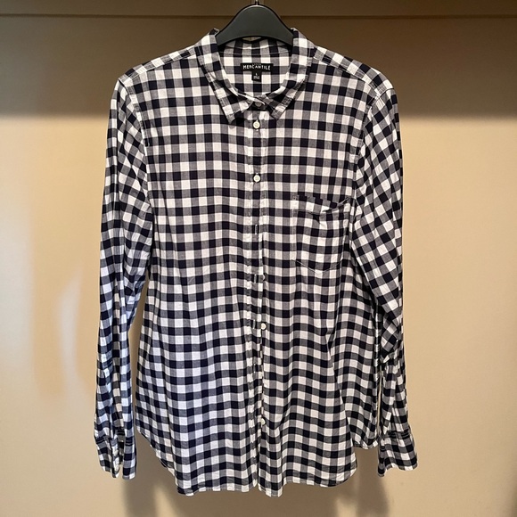J. Crew Tops - J. Crew Navy and White Checkered Button Down Shirt